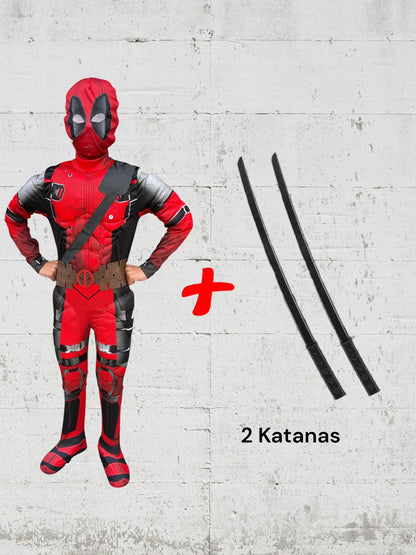 Disfraz Deadpool + Katanas Retractil